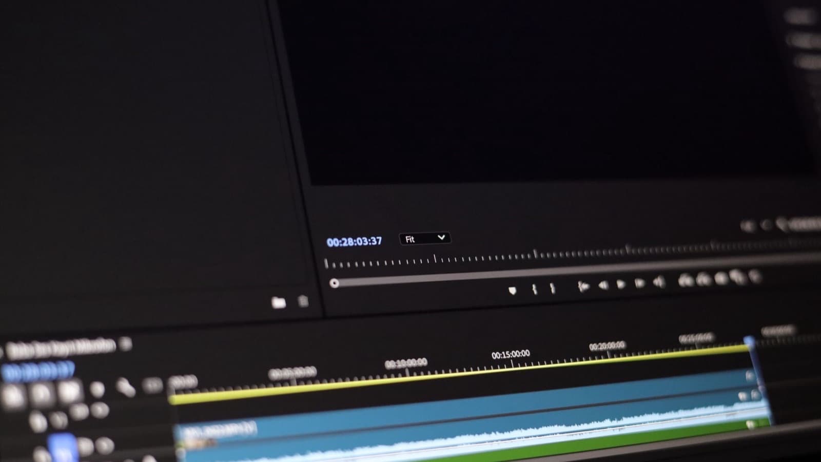 Close-up of a video editing timeline on a screen